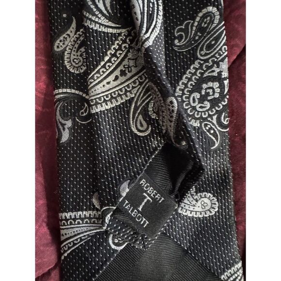 Robert Talbott Carmel Tie Mens Black Silver Paisley Necktie Hand Sewn Formal - Picture 8 of 9